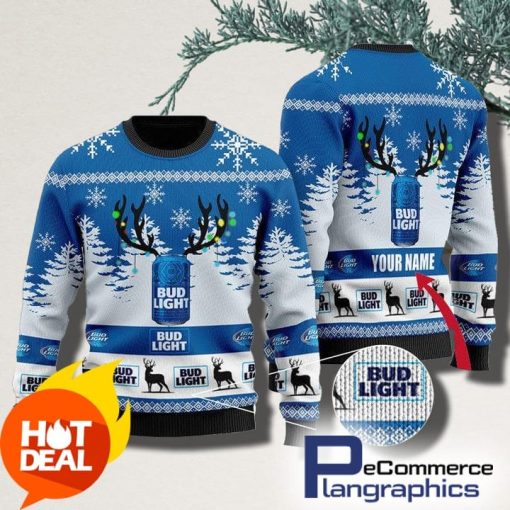 personalized-deer-bud-light-christmas-ugly-sweater-3d