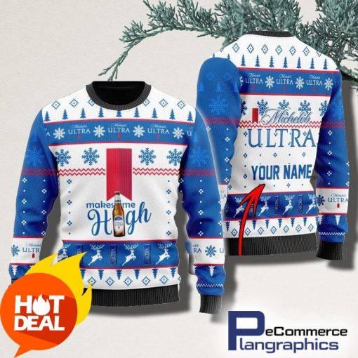 personalized-michelob-ultra-makes-me-high-christmas-ugly-sweater-3d
