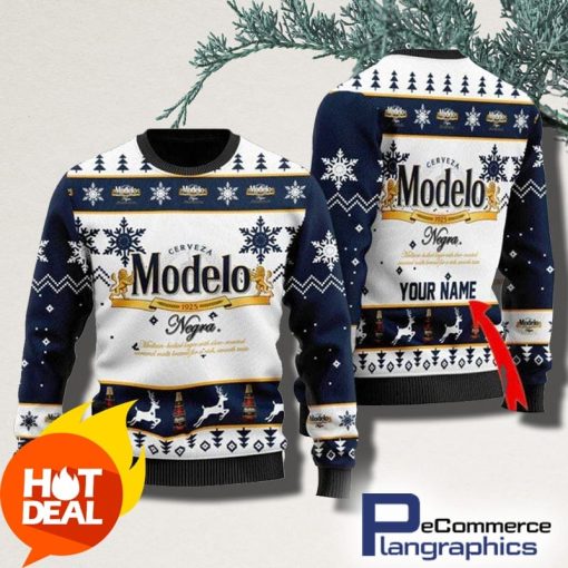personalized-modelo-beer-christmas-ugly-sweater-3d