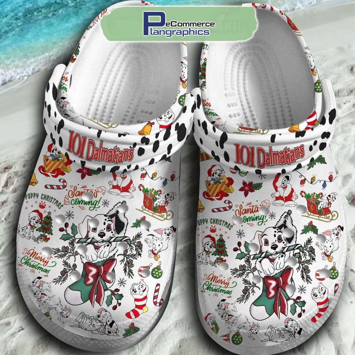 101 Dalmatians Santa Is Coming Merry Christmas Crocs Shoes