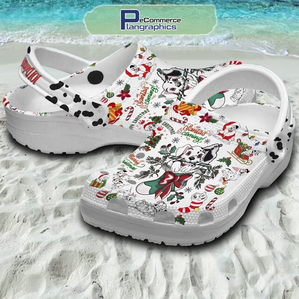 101 Dalmatians Santa Is Coming Merry Christmas Crocs Shoes