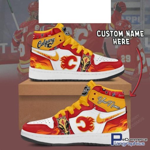 calgary-flames-nhl-custom-name-air-jordan-1-shoes-1
