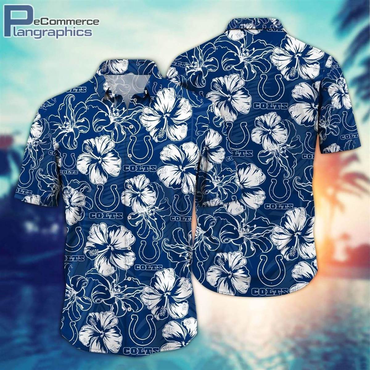 Indianapolis Colts Hibiscus Tropical Pattern NFL Hawaiian Shirt