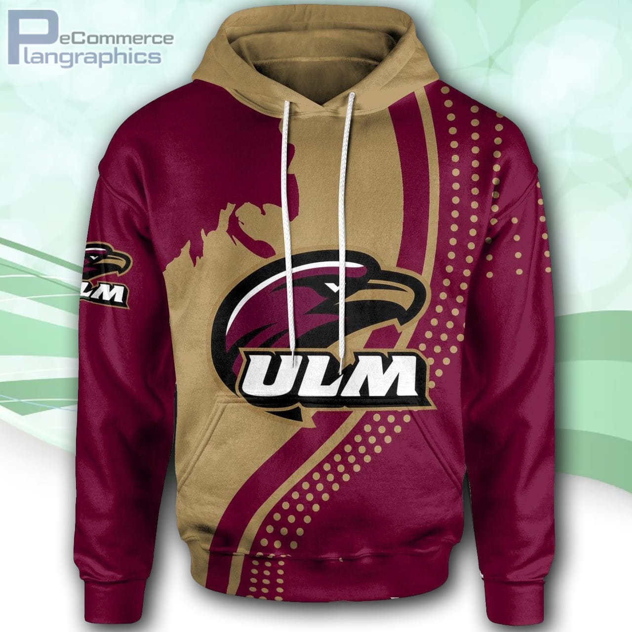 Louisiana Monroe Warhawks Football Logo Team Usa Map Ncaa Hoodie Plangraphics