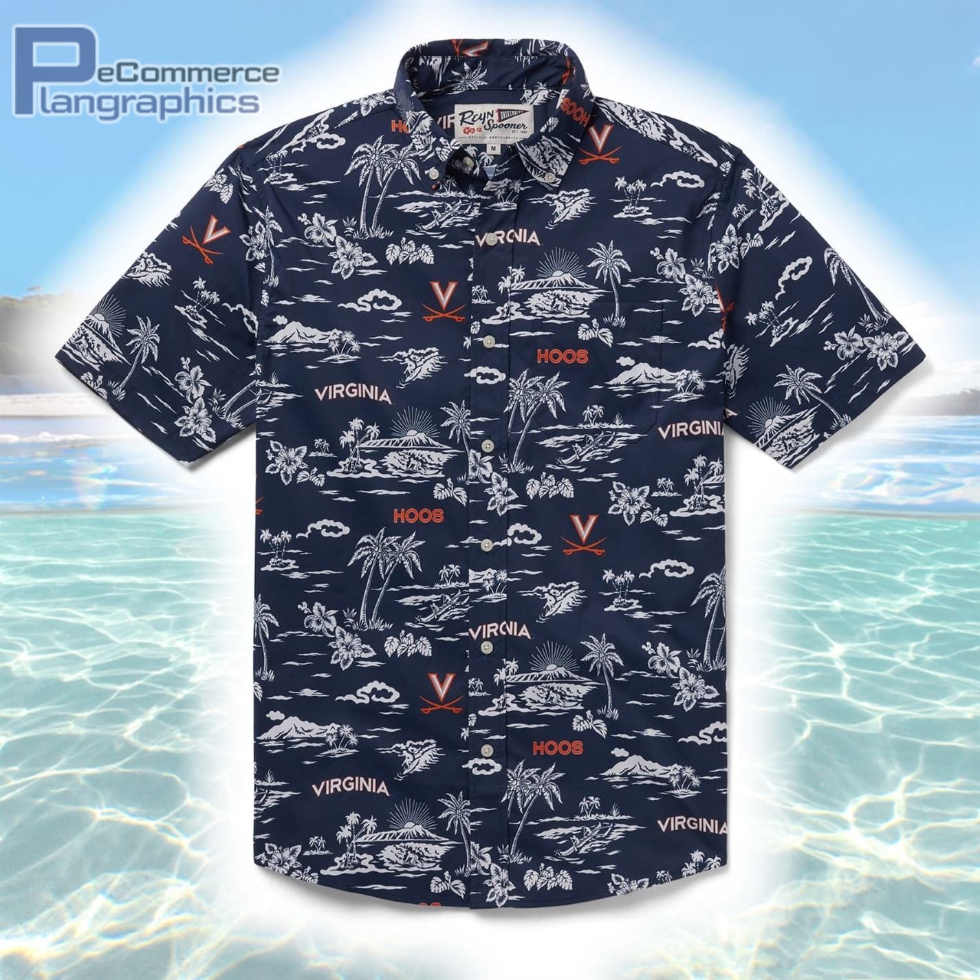 University Of Virginia Tropical Island Pattern Short Sleeve Shirt