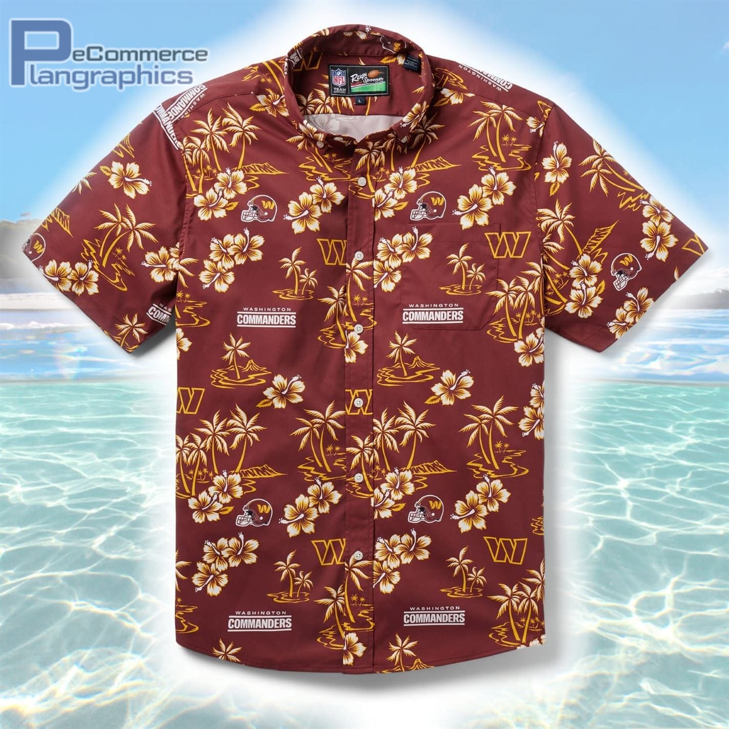 Washington Commanders Tropical Island Pattern Short Sleeve Shirt