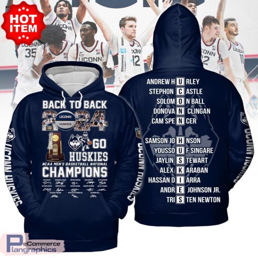 Back To Back 2024 NCAA Men's Basketball National Champions Uconn ...